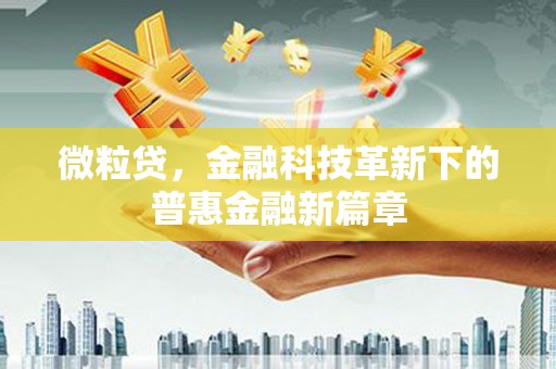 咸丰微粒贷，金融科技革新下的普惠金融新篇章