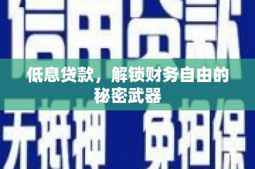 咸丰低息贷款，解锁财务自由的秘密武器