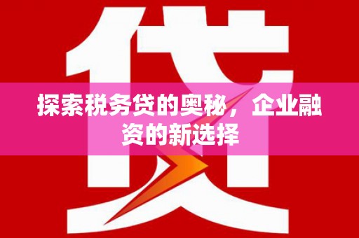 咸丰探索税务贷的奥秘，企业融资的新选择