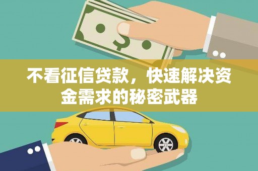 咸丰不看征信贷款，快速解决资金需求的秘密武器