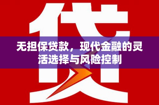咸丰无担保贷款，现代金融的灵活选择与风险控制
