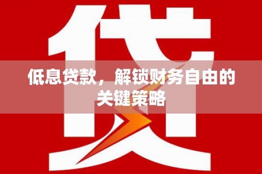 咸丰低息贷款，解锁财务自由的关键策略