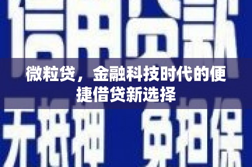 咸丰微粒贷，金融科技时代的便捷借贷新选择